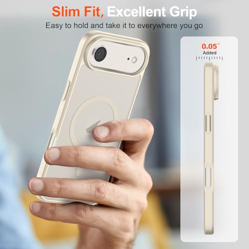 Image of SUPFINE Magnetic for iPhone Air Case (Compatible with MagSafe)(Military Grade Drop Protection) Slim Translucent Matte Shockproof with Anti-Fingerprint Phone Cover for 17 Air,Antique White