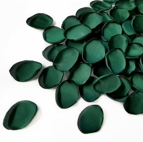 Rikyo Rose Petals Bulk 200pcs,Soft Throwing Petals,Vase Filling 45 mm Silk Flower Petals Girl Scatter Petals for Wedding Aisle Cake Table Buffet Table Aisle Petals- Burned Edge (Blackish Green)