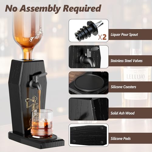 Leakproof Ash Wood Whiskey Liquor Dispenser,Novelty Alcohol Dispenser for Bourbon,Vodka, W - image 2