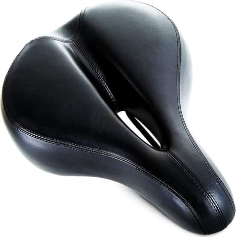 Bikeroo Bike Seat Cushion - Universal Bicycle Seat for Men and Women - Bike Saddle Replacement w/ Padded Comfort, Shock Absorbing Springs, Mounting Tools & Waterproof Rain Cover, Black Cover