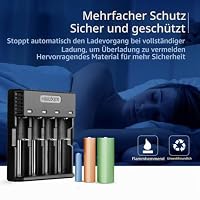 COSOOS Akku Ladegerät mit 4 Ladeslots, Schnelles Batterien Ladegerät für Wiederaufladbare Batterien, Li-Ion NI-MH NI-Cd AA AAA C 18350 18500 18700 20700 21700 26650 RCR123 – Ansicht 6