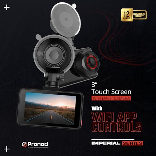 Image of PRONOD 2K+1K Dash Cam for Car Front and Rear | Dashcam for Car with Mic, 3 inch Touch Screen, WiFi App Control, GPS Tracking, Night Vision, G-Sensor, 24H Parking Mode, Supports 128GB | Free Hardwire Kit