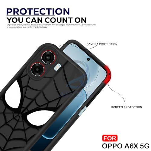 Image of AESTMO Back Case Cover for Oppo A6S 5G / Oppo K14X 5G / Oppo A6X 5G Cover | Spidey Face Mask Design | Silicone Case | Full Body Protection | Camera Protection Back Cover (Black)