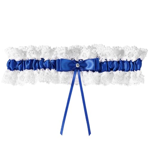 Image of Gosknor Bridal Wedding Garter, Lace Elastic Bow Leg Thigh Garter Belt Wedding Accessory for Women Girls Bride Shower Party