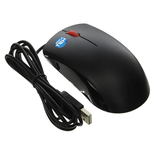 Ratón óptico USB con cable Simpletek, navegación precisa plug and play para PC y Mac negro