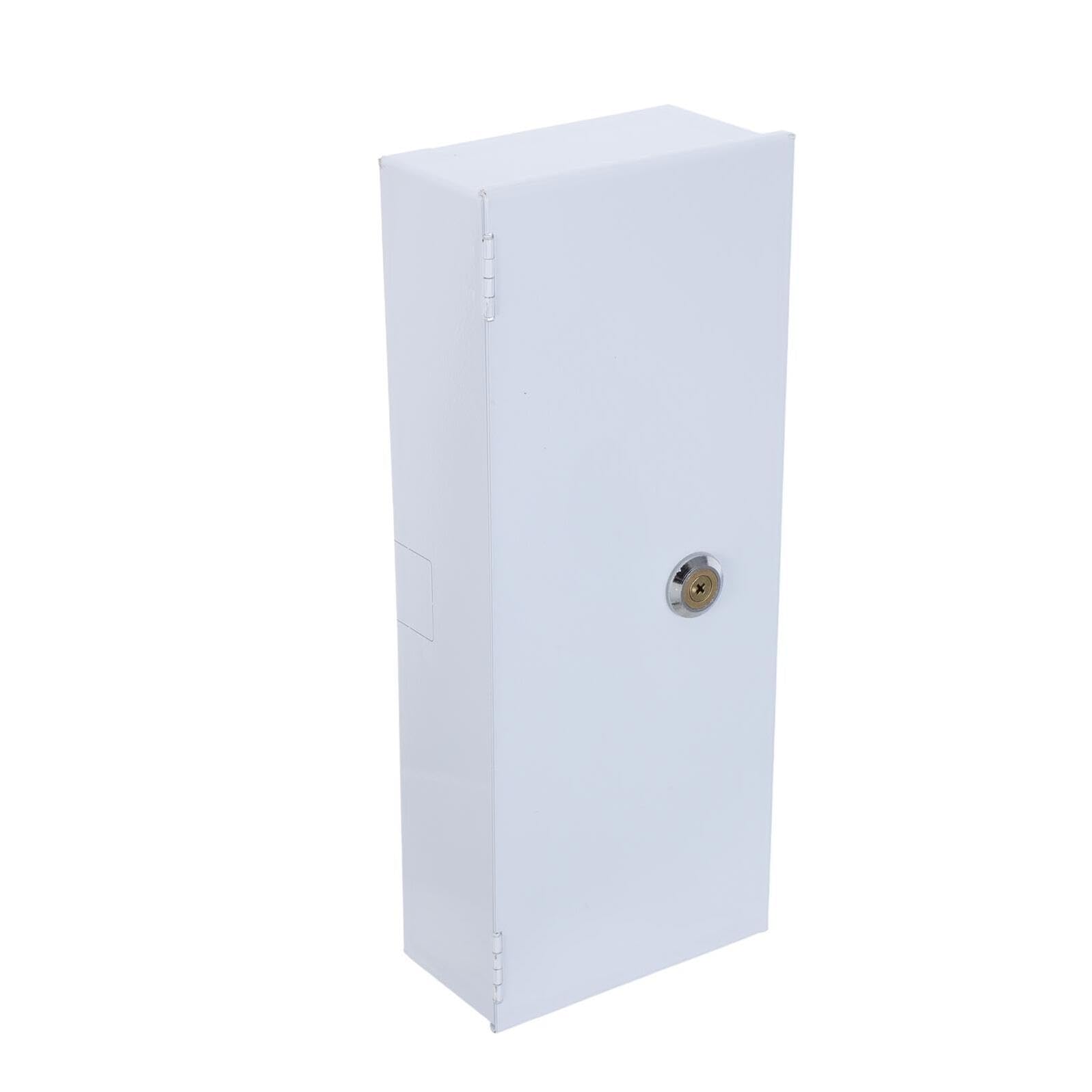 Ipetboom Copertura Protezione per Prese Elettriche da Esterno, Scatola di Sicurezza in Metallo Bianco Chiave di Blocco, Custodia per Interruttore e Copri Spina per Uso Domestico e Patio