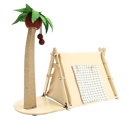 Rascador para gato tipo árbol con casa y bola colgante miniatura 1