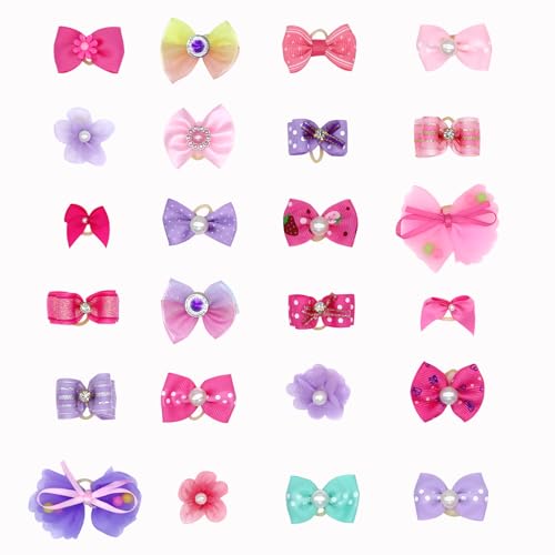 Dog Hair Bows, 24 Pieces Puppy Hair Bows with Rubber Bands,Small Dogs Hair Accessories Dog Bows for Ears,Lace Organza Puppy Bows Rhinestone Pearls Dog Hair Ties Dog Hair Grooming Accessories Dog Hair Bows, 24 Pieces Puppy Hair Bows with Rubber Bands,Small Dogs Hair Accessories Dog Bows for Ears,Lace Organza Puppy Bows Rhinestone Pearls Dog Hair Ties Dog Hair Grooming Accessories