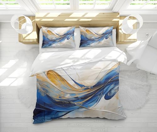 Parure de lit marbre 140x200 housse de couette abstraite bleue 3D