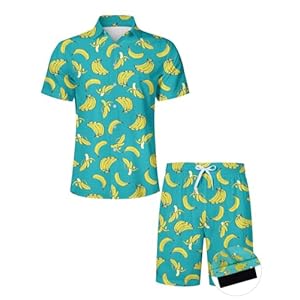 Ensemble de chemises hawaïennes et shorts 2 pièces pour homme avec chemise boutonnée et short de plage