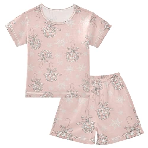 Pajama Short Sets Christmas Balls Snowflakes Soft Cotton Summer Sleepwear 2 Piece PJS Size 5-14T