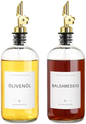 Gmisun Ölflaschen Set 2-tlg. - 500ml Glas Ölspender Mit Edelstahlauslauf