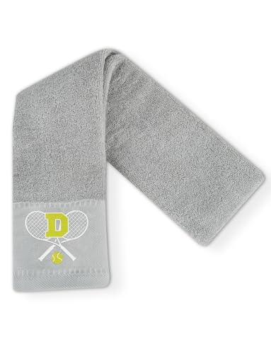 CybGene Embroidered Tennis Towel, Funny Tennis Gift for Men, Women & Lovers, Soft & Absorbent, Gray, Initial D