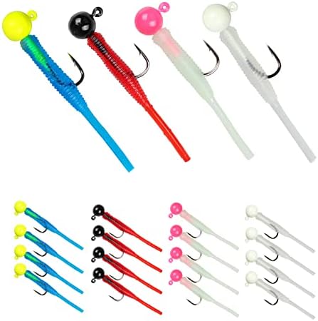 Crappie-Jigs-Heads-ice-Fishing-Jigheads Soft Plastic for Crappie-Trout-Panfish-Sunfish-Fishing Jig Small Lead Head Jig Hook Lure kit 1/32 oz