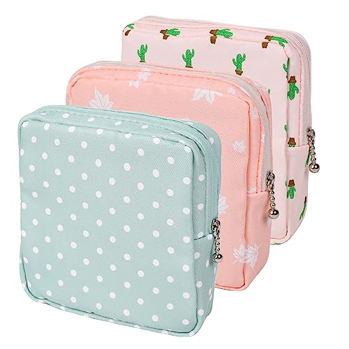 Vin Beauty 3Pcs Pad Bag for Sanitary Napkins, First Period Pouch Portable Menstrual Pad Pouch Feminine Menstruation Bag for Women for School