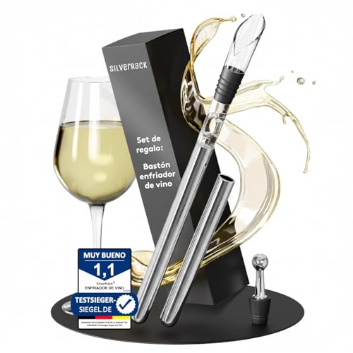 SilverRack Varilla enfriadora de vino con vertedor [incluye 2 varillas diferentes] – Varilla de enfriamiento para botellas de vino de acero inoxidable – Wine Chiller Stick – Juego de regalo – Juego de
