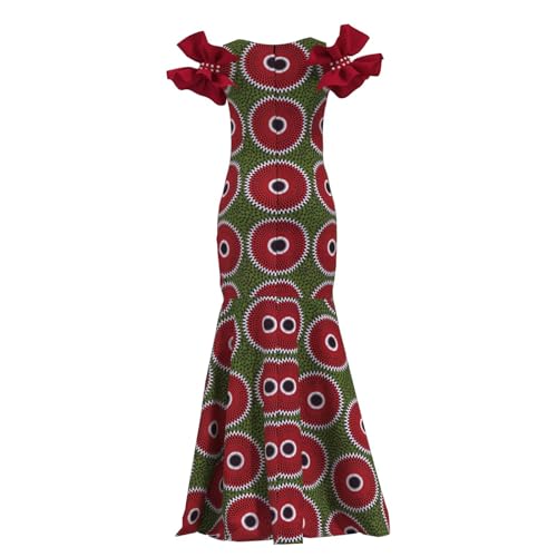Image of iooiooi Womens Elegant Ankara Maxi Mermaid Dress Lace Decorated African Gowns