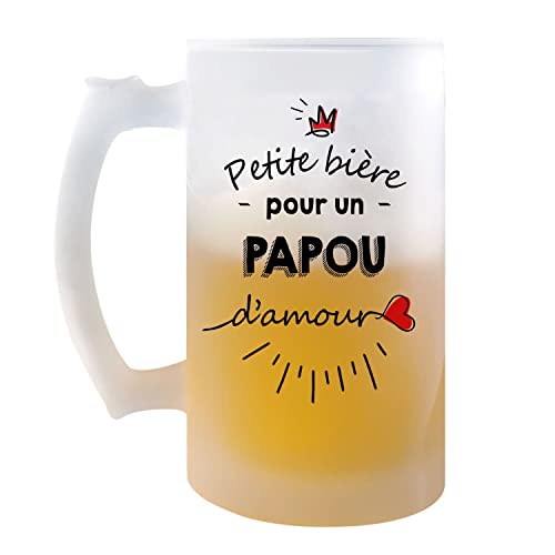 Chope de bière Petite Pinte d'un Papou adoré | Idée Tasse Cadeau Famille Papa Fête des Pères Anniversaire Noël Pinte cervoise