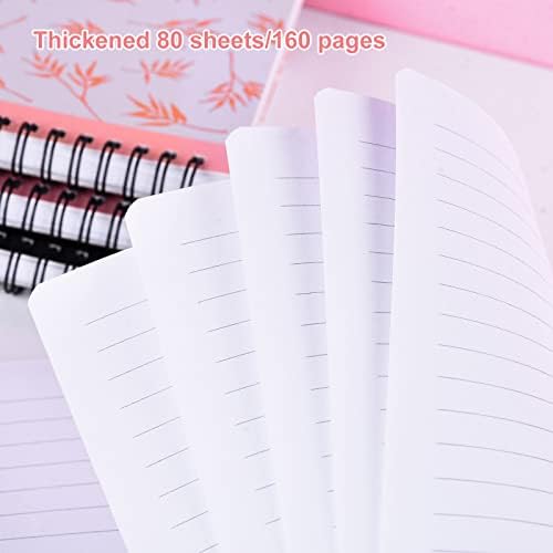 Asueilc A5 Spiral Notebook Bound (160 pages) Waterproof Notepad Cute Exercise Book, Hardcover, Easy to Carry, 4 Pieces -Fresh