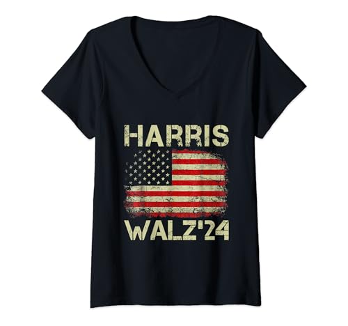 Womens Harris Walz 2024 Make America Kind Again Harris Waltz Quote V-Neck T-Shirt