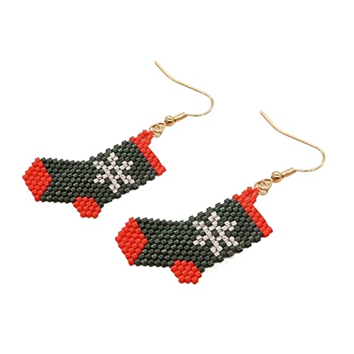 Boucles d'oreilles Chaussettes de noël HJMMHX en perles faites main