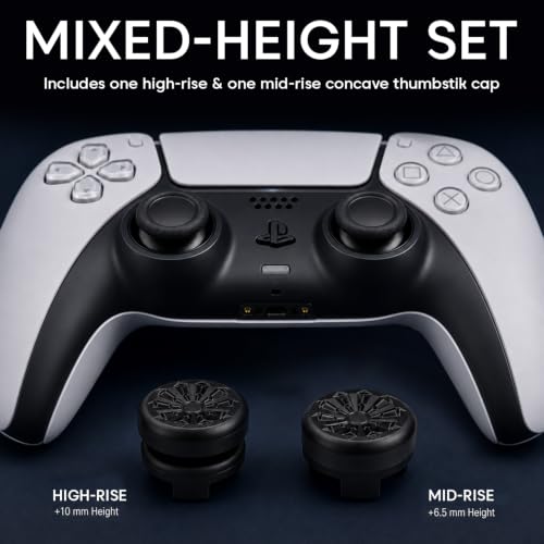 Image of Sounce FPS Freek Galaxy Thumbstick Caps for PS4 & PS5 Controller | Non-Slip Rubber Joystick Cover | 1 High-Rise + 1 Mid-Rise Concave Analog Grip | Improved Accuracy & Comfort (Black)