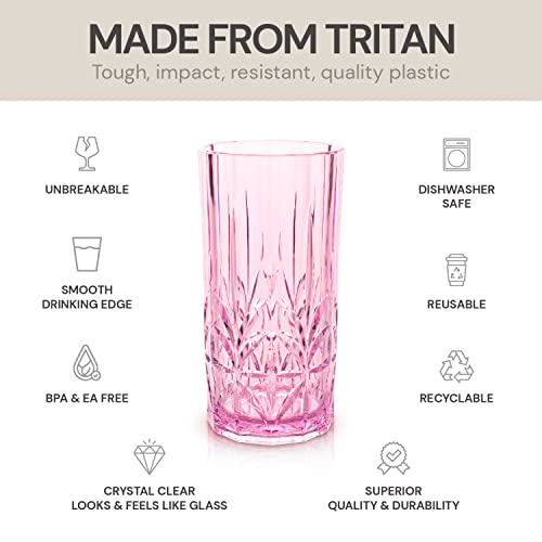 BELLAFORTE Shatterproof Tritan Plastic Drinking Glasses, Set of 4, 18oz, Myrtle Beach Tall Tumbler - Image 3
