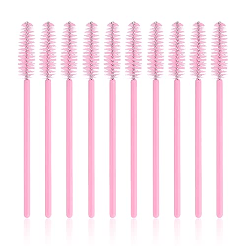Image of G2PLUS 100PCS Disposable Eyelash Brushes, Adjustable Mascara Wands Makeup Applicator, Lash Spoolies Brushes for Eyelash Extensions and Eyebrows (Baby Pink)
