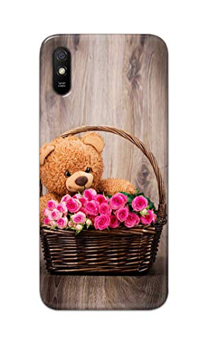 Image of PRINTFIDAA Roses and Teddy Bear in The Wicker Hard Back Cover for Redmi 9A / Redmi 9i Back Cover -(P6) KAT1004