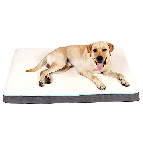 EDUJIN Extra-Large Egg Crate Foam Grey Dog Bed - Orthopedic Rectangle Pet Bed with Removable Washable Cover - Soft Anti Slip Pad Mat for Pets up to 100 lbs (44\" x 32\" x 3\")