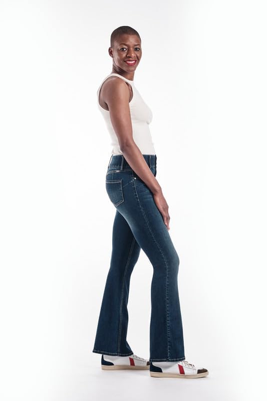 1822 Denim Oretha High-Rise Jeans for Women: Dark Blue Stretchy Waist, Premium Contour Fit Stretch Denim3