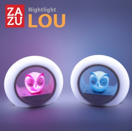 Lámpara de noche activada por voz Zazu Kids búho gris miniatura 5