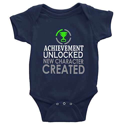Image of Yeavomeny Achievement Unlocked New Character Created Baby Cartoon Long Sleeve Bodysuit Rompers