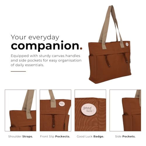 Image of Tressential Canvas Tote Bag, HandBag for Women, Multi-Pocket Design, Casual Style for Office & College