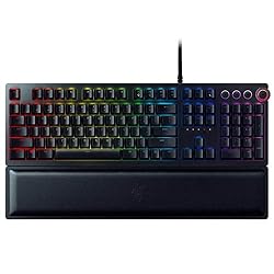 Razer Huntsman Elite - Teclado Gaming, Rápido, Switches Optomecánicos De Razer (Retroiluminación RGB Chroma, Dial Digital Multifunción, Reposamuñecas Ergonómico) Teclado Español - Negro