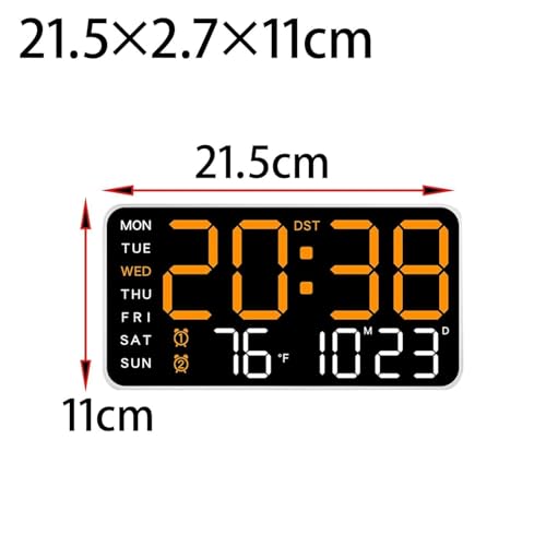 Image of Digital Alarm Clock Wall /Table -9 inch Inch Large LED Display with Date & Week, Remote Control, Big Wall Clock for Bedroom, Living Room, Office (Recta Orange Clock)