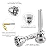 3C Trumpet Mouthpiece with Lightweight Aluminum Practice Trumpet Mute Silencer Fit for Yamaha Bach Conn King Replacement Musical Instruments Accessories, Silver