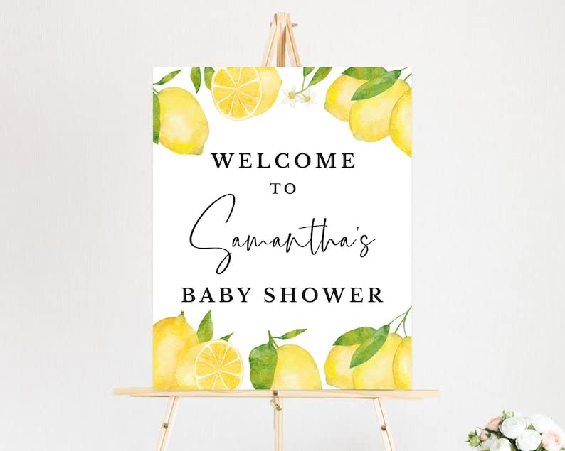 Personalized Lemon Baby Shower Welcome Sign - Lemon Baby Shower Sign - Lemon Baby Shower Welcome Poster - Lemon Baby Shower Welcome Canvas - Baby Shower Decor - Baby Shower Sign Board