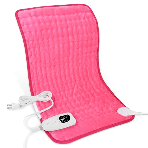 Image of Deepsoon Heating Pad,Electric Heating Pads for Back,Neck,Moist Heating Pad for Abdomen Shoulder Knee Legs,Dry /Moist Heat&Auto Shut Off,Mother's Day Birthday for Men and Women,Fuchsia,24x12 Inch