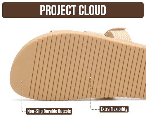 Image of Project Cloud 100% Genuine Leather Sandals for Women Footwear - Stylish Womens Sandals with Plush & Soft Insole - Non-Slip and Water-Resistant Beach Sandals Slides for Women (Mayvy)