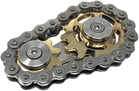 FXCOOLCT Bike Chain Tools Fidget Spinner, Double Gears Figity Gallop Finger Stainless Metal, Figit Toy for Adults Kids SS Field materials Golden (Gold) thumbnail