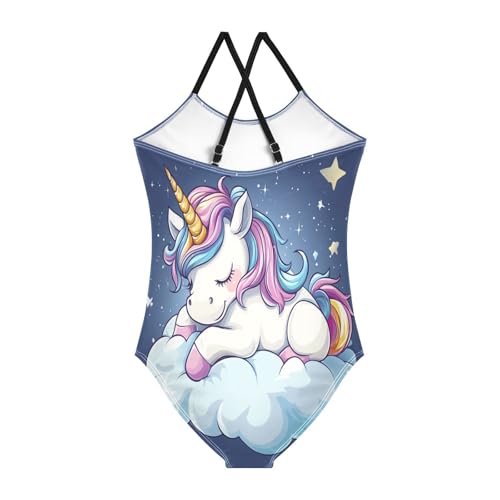 CaTaKu Girls One Piece Swimsuits Unicorn Colorful Cloud Toddler Bathing Suit for Girls Kids Swimwear 3-10Y2