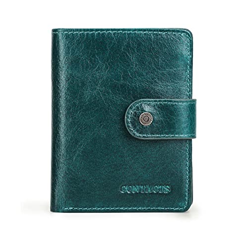 Contacts Womens Trifold Wallet Leather Small Zipper Bifold Purse for Women Coin Pocket Lady ID Window Card Holder with RFID Blocking