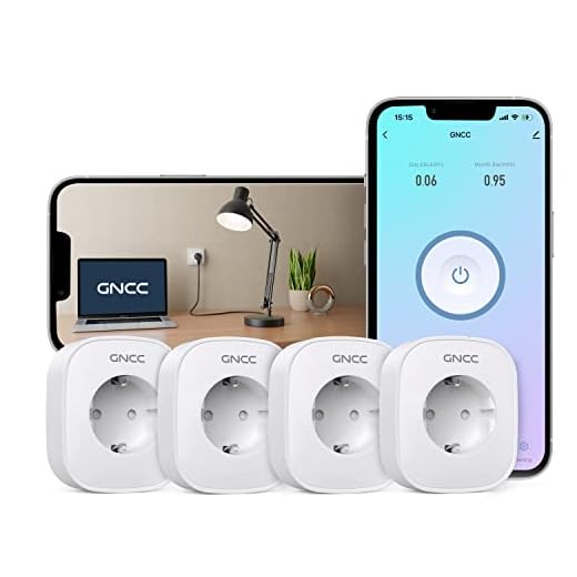 GNCC 4Pcs Enchufe Inteligente Alexa 16A Enchufe WiFi con monitor de consumo de energía, compatible con Alexa y Google Home, Smart Plug con control remoto y función de temporizador 3680W