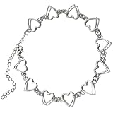 JOINPAYA Collar de Corazón Hueco de Metal Blanco K Gargantilla Ajustable para Mujer y Niña Cadena Fina Estilo Punk para Clavícula Joyería Elegante para Uso Diario y Fiestas