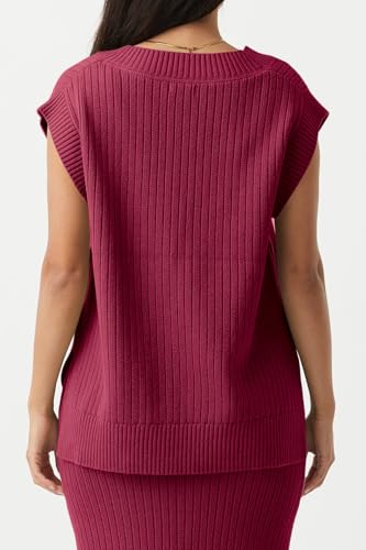 Image of Saodimallsu Womens V Neck Sweater Vest Oversized Ribbed Knit Sleeveless Casual Loose Fit Pullover Tank Top
