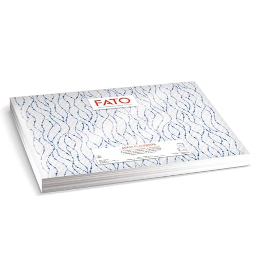 FATO Manteles individuales de papel reciclado blancos – gofrado total, 400 mm x 295 mm, paquete de 250, manteles individuales desechables para desayuno y comidas, ideales para manteles individuales,