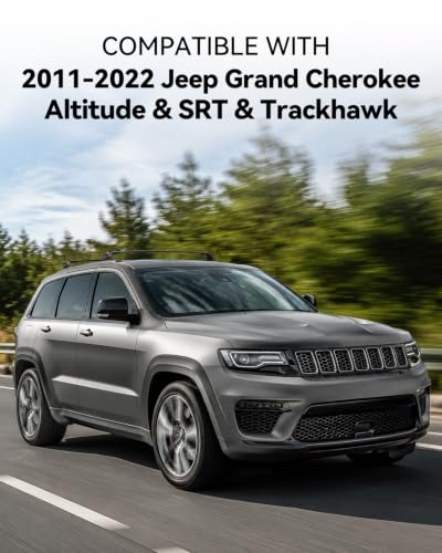 Image of 360Lbs Roof Rack Cross Bars Compatible with Jeep Grand Cherokee 2011-2022 | Altitude & SRT & Trackhawk with Black Moldings, Heavy Duty Aluminum Roof Rails Top-Mount Crossbars Rooftop Luggage Racks