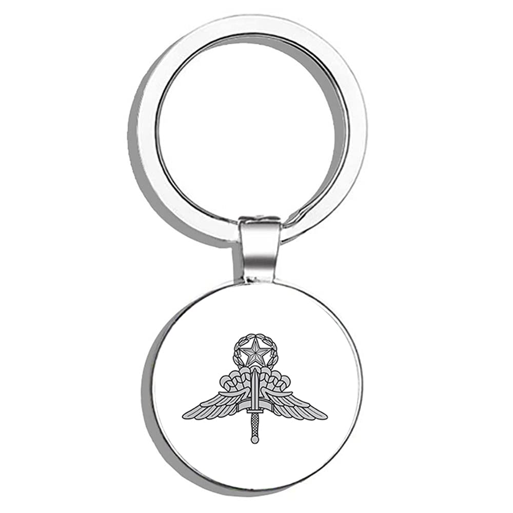 HJ MediaUS Army HALO Master Parachutist Jump Wings Metal Round Metal Key Chain Keychain Ring