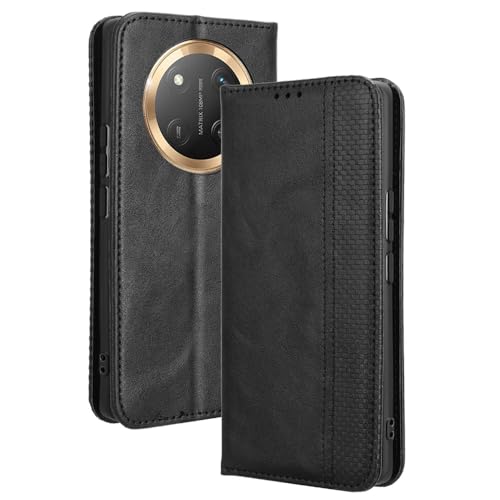WBWONE Leather Folio Cover per Huawei Honor Magic 7 Lite / Magic7 Lite, Custodia in Pelle PU Magnetica Libro Flip Portafoglio con [Funzione Stand]. Nero